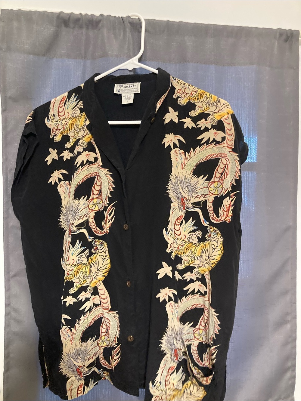 Avanti Black Embroidered Dragon & Tiger Blouse 100% Silk